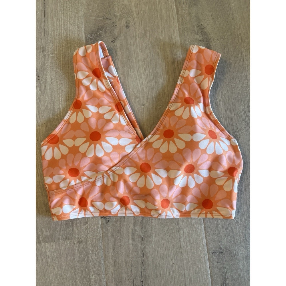 Nani Swimwear Orange Floral Switch V Padded Bikini Top Size Medium